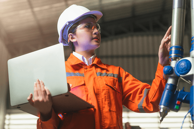Worker with machinery